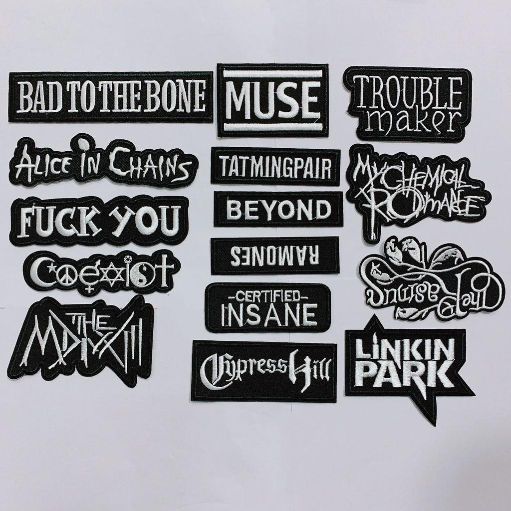 Black And White Punk Badge, Clothes Patch Decoration, Badge Badge Cloth Sticker, Computer Embroidery Adhesive Sticker