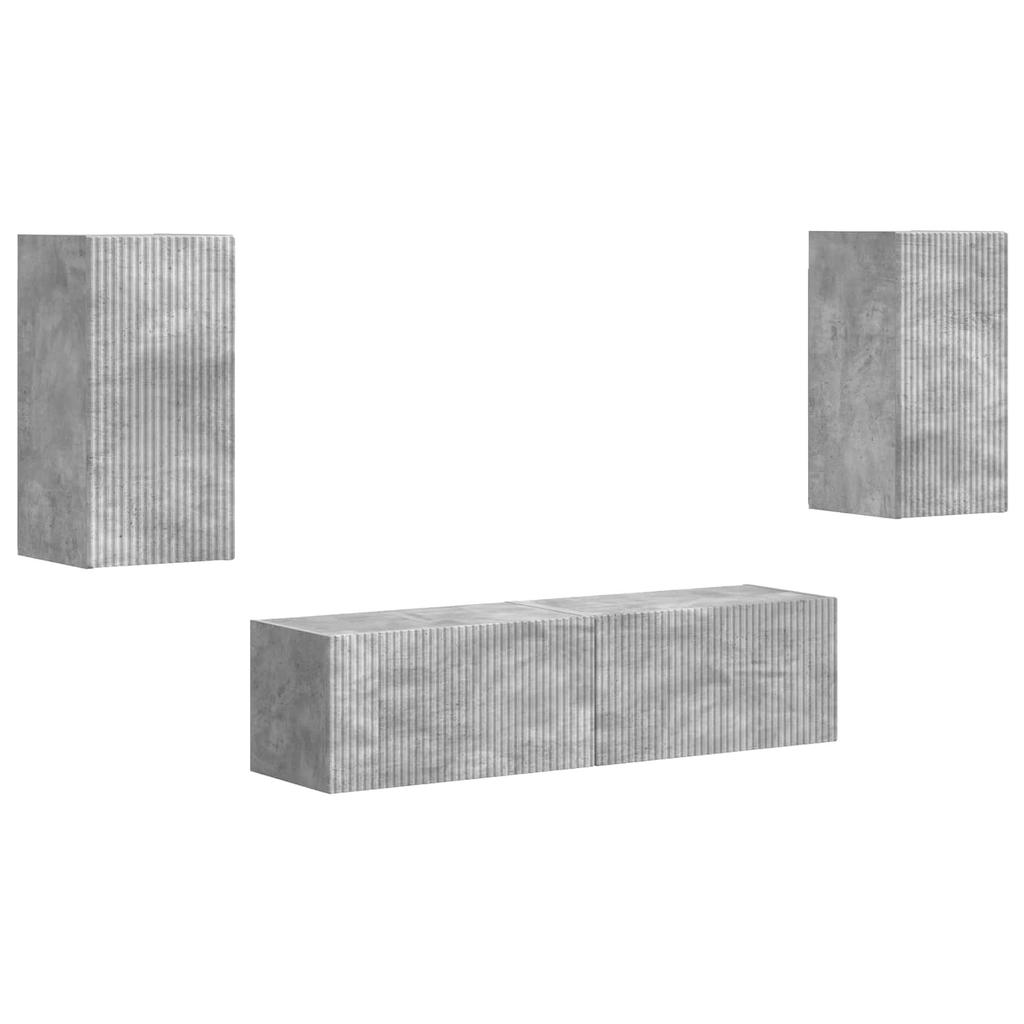 TV Cabinet Set 4 pcs Concrete Grey Particleboard