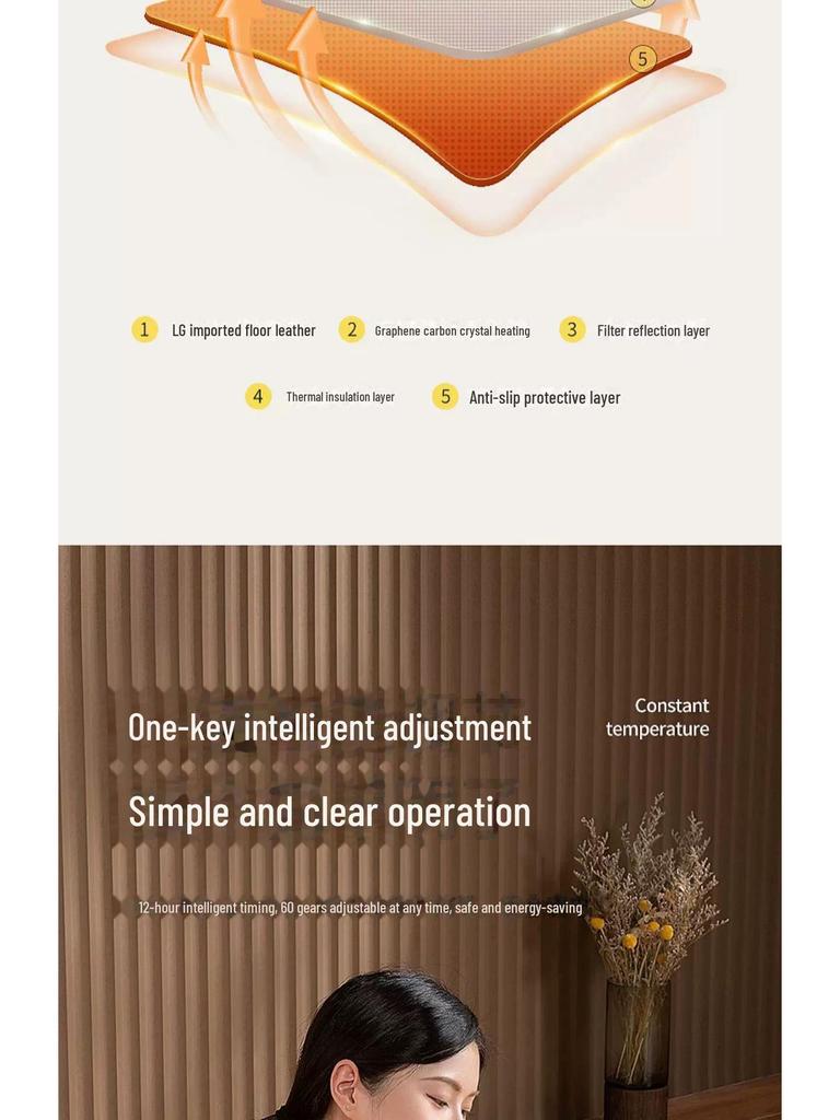 Graphene Crystal Electric Heating Mat for Floors - Ideal for Living Rooms and Yoga.