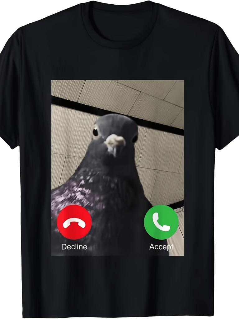Streetwear Vintage Y2K Pigeon Calling Meme Letter Aesthetic Graphic Men's and Women T Shirt Tee