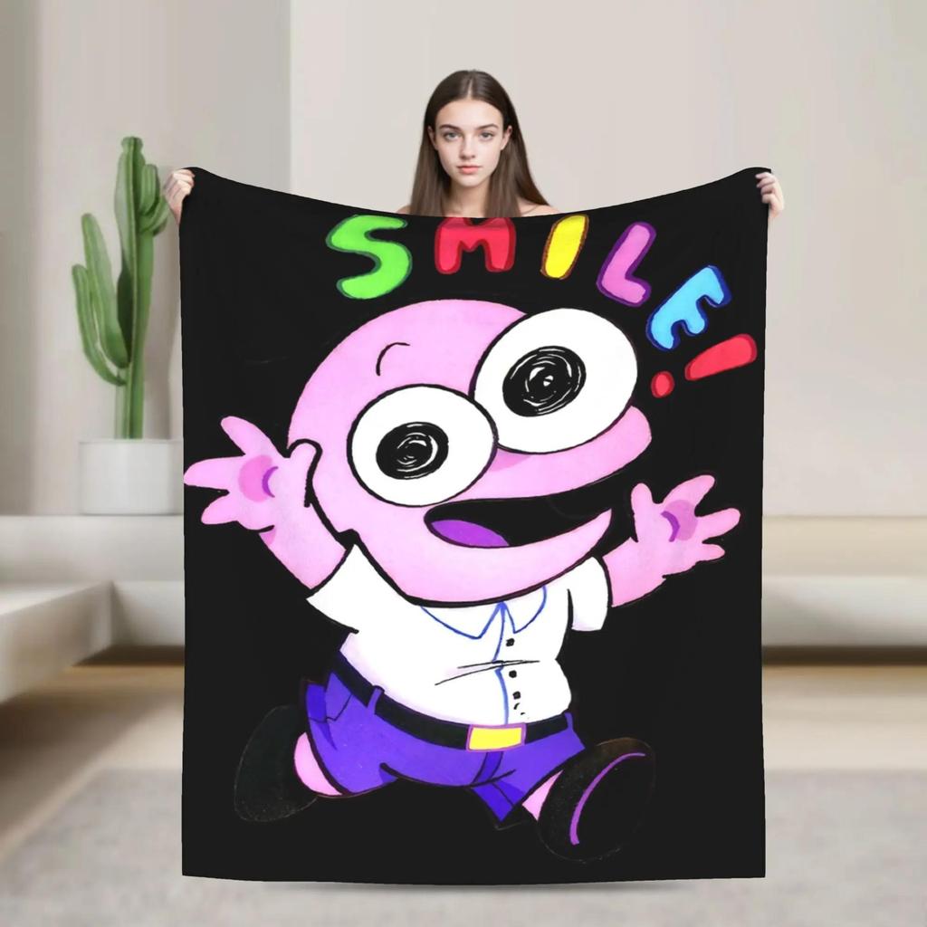 Soft Flannel Throw Blanket for Students Airplane Travel Living Room Sofa Bed Smiling Friends Ducks Design