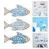 3Pieces Handcrafted Wooden Fish School Wall Hanging Sculpture Ornaments For Coastal Nursery Decors Beach Theme Design