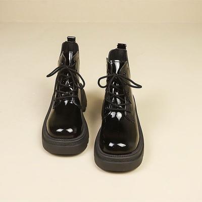 2025 лето новые модели показывают высоту и увеличивают платформу британские одинарные ботинки на шнуровке на среднем каблуке ботинки Мартин женские универсальные короткие ботинки