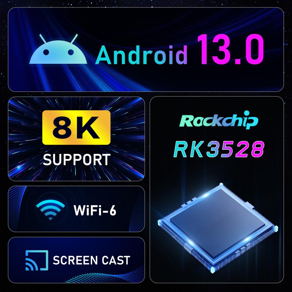 K98 PLUS Android 13.0 Smart TV Box RK3528 Quad-core UHD 4K Media Player H.265 8K Decoding HDR10+