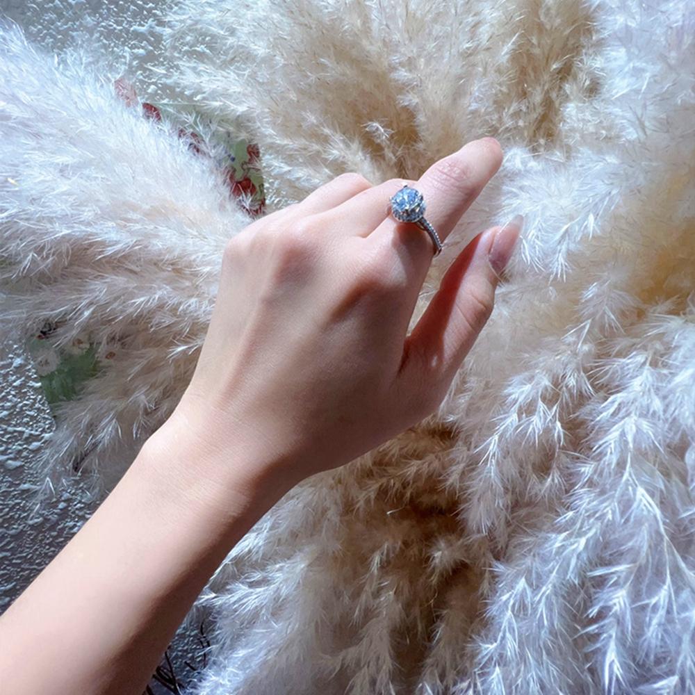 Vinregem Элегантное кольцо из стерлингового серебра 925 пробы 3EX VVS1 D, цвет круглой огранки, 6,5 мм, 1 карат, настоящее кольцо с бриллиантами из муассанита для женщин, свадебная вечеринка, ювелирные изделия, подарки