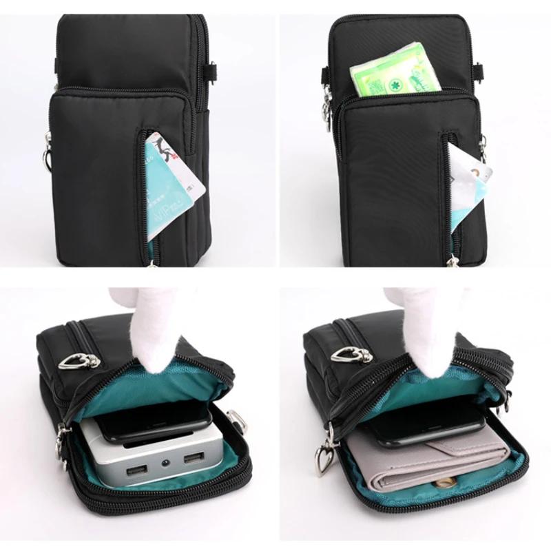 Waterproof Mobile Phone Bag Women's Mini Oxford Crossbody Bag Daily Multi-layer Zipper Purse Casual Outdoor Travel Nylon Bag