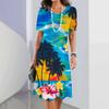 Hawaii Coconut Tree Print Women's Dresses Vacation Long Dresses Female Clothing Summer One-piece Dress
