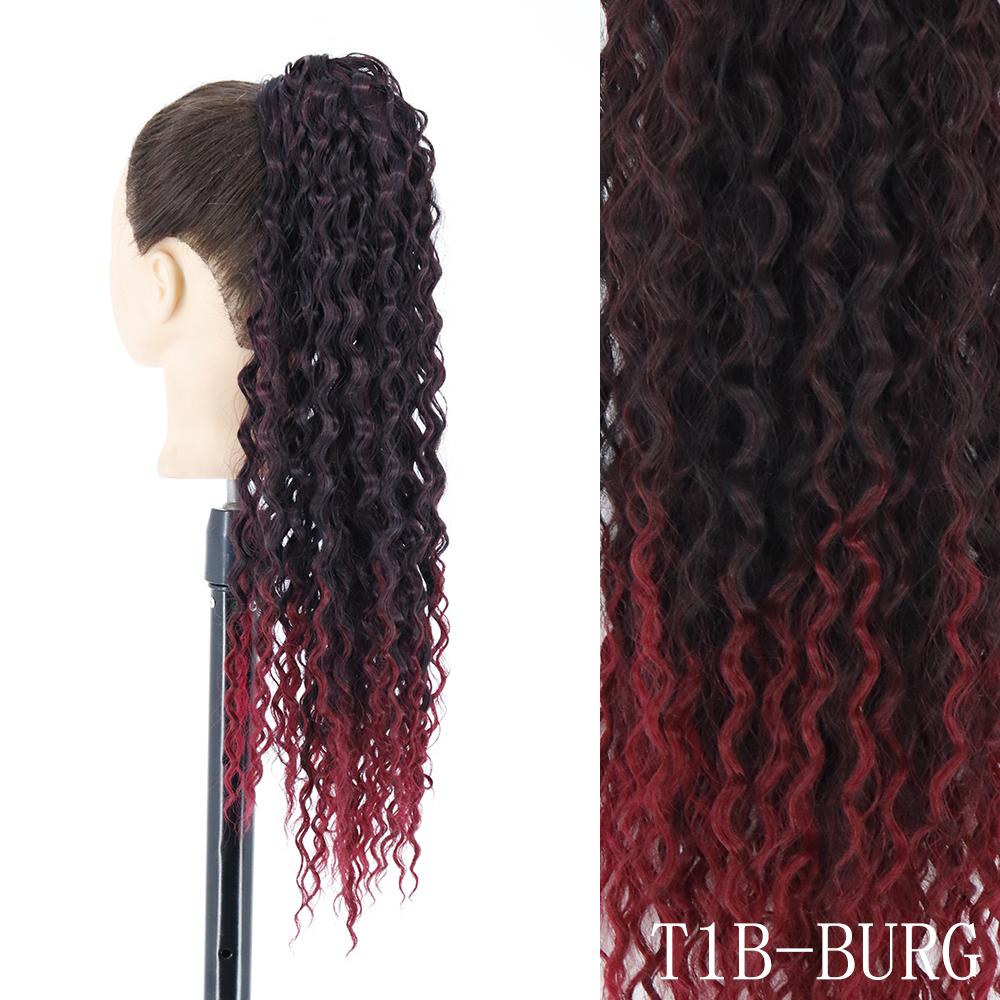 XINRAN Long Curly Clip In Ponytail Hair Extensions Natural Synthetic Blonde Drawstring Pony Tail Hairpieces for Afro Women