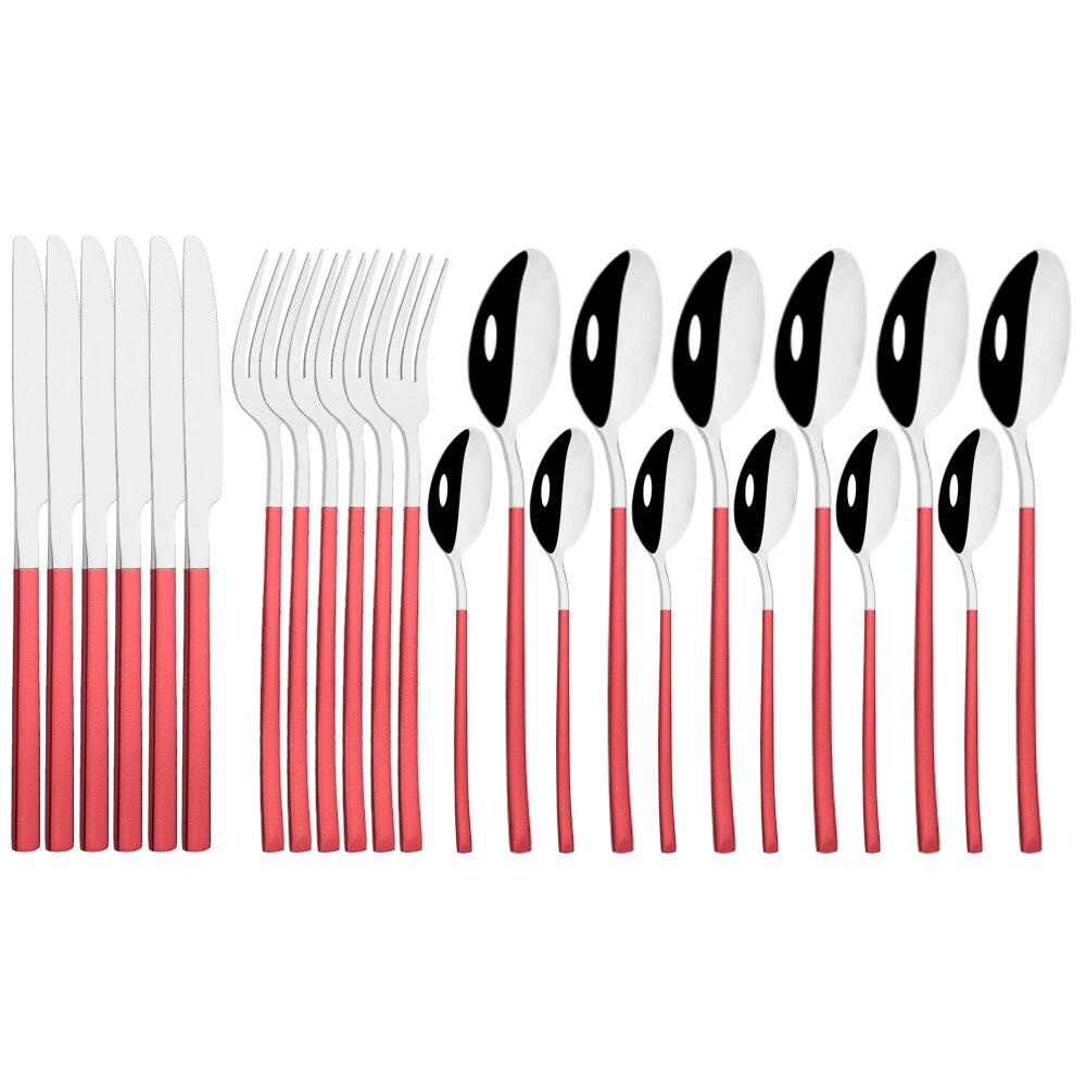 24 шт., черный набор столовых приборов, нож, вилка, ложка, набор столовой посуды, зеркало из нержавеющей стали, чайные ложки, столовые приборы, набор столового серебра