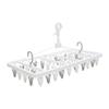 Towa Sangyo Pull-to-Open Clothespin Hanger with 42 Clothespins, Corner Hanger, Tilt-Resistant, with Side Hooks, White, Foldable, Clothes Drying Rack