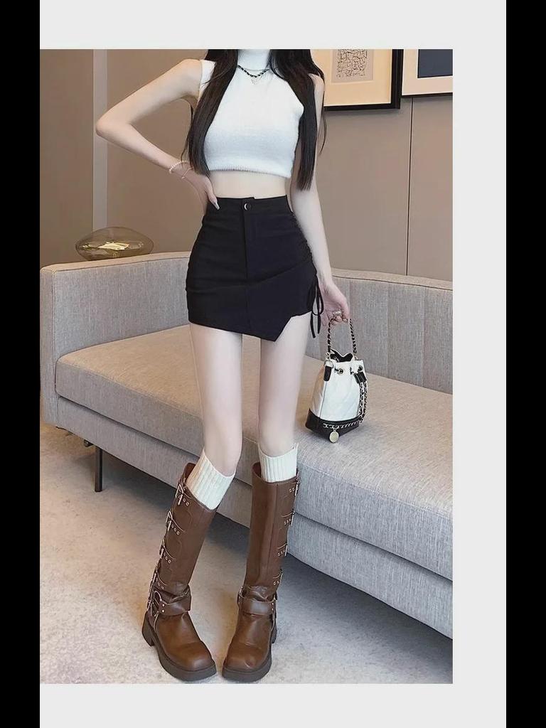 Women’s Spring 2024 Fashion: Korean A-Line Skirt with Drawstring Waist