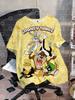 МУЛЬТФИЛЬМЫ LOONEY TUNES Дизайн с принтом Свободные футболки с коротким рукавом Детские Летние Повседневные Спортивные Модные Топы с круглым вырезом