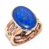 Natural Lapis Lazuli Gemstone Two Tone 925 Sterling Silver Gift Ring S.9.5 l2B54