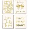 EVER-GOING TUNE Pink Girly Jesus Wall Decor Set of 4,pirational Bible Verses Bow Poster,pirational Bible Verses Bow Art Decor, for Girls Bedroom