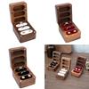Rings Container Solid Walnut Wood Wedding Ring Storage Organizer Jewelry Box with Velvets Interior for Engagement