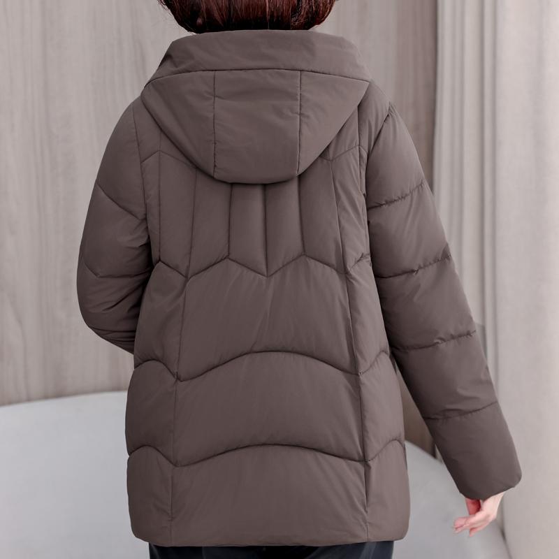 Plus Size XL-5XL Middle Age Woman Winter Coats Hooded Elegant Loose Thick Warm Parkas Female Jacket