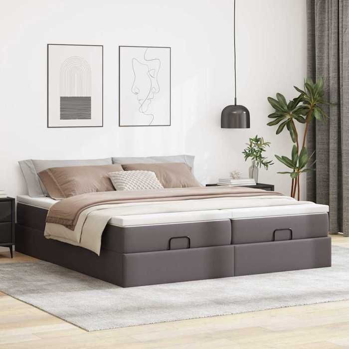 Maison Exclusive - Cadre de lit ottoman avec matelas gris 200x200 cm similicuir