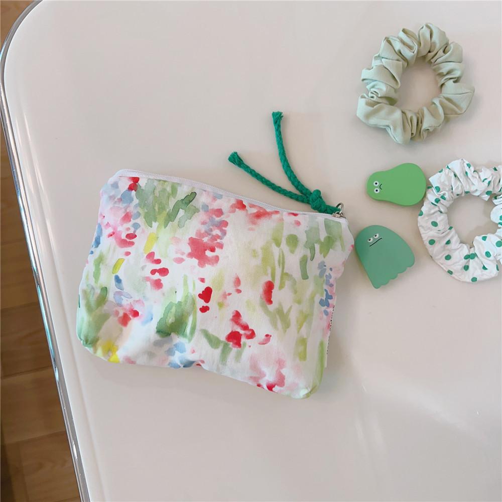 Mini Cotton Floral Organizer Bags for Women Bag Small Fabric Cosmetic Make Up Bag Little Purse Coin Pouch Children Cosmetic Case