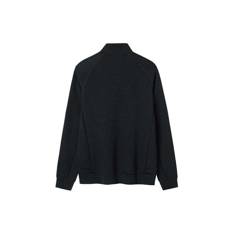 Anta Комплексная тренировочная серия с логотипом и буквенным принтом, трикотажная куртка для женщин, черная 162137731-2