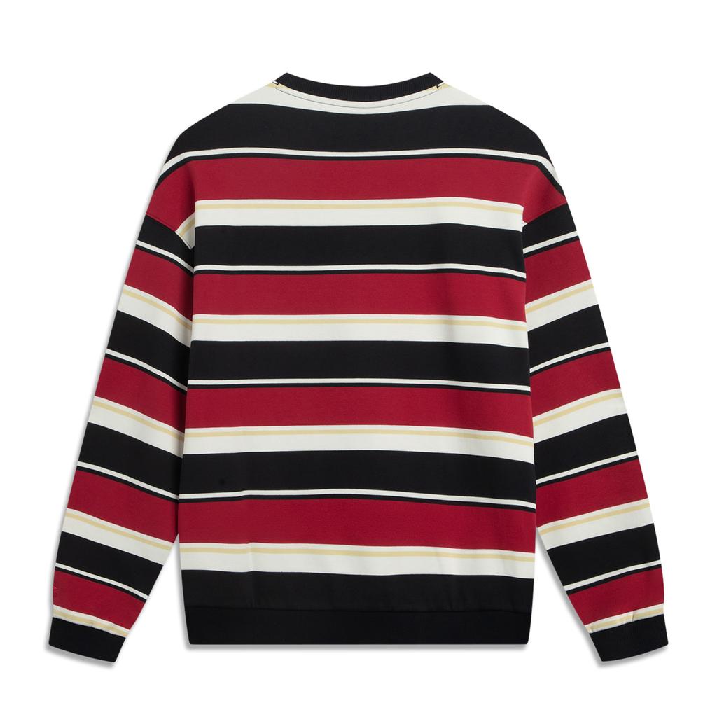 Li Ning Sports Life Collection Fleece Lined Thermal Crew Neck Color Block Stripes Couple Sweatshirt Unisex AWDVD31-10