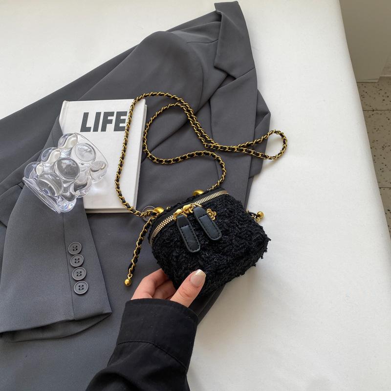 Шерстяная сумка женская осень-зима новая модная нишевая сумка-мессенджер на цепочке, мини-сумка-коробочка высокого класса