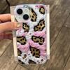 Розовый плюшевый чехол с принтом леопарда для iPhone 17 17Air 13 16 15 14 11 12 Pro Max Матовый силиконовый ударопрочный мягкий чехол Funda