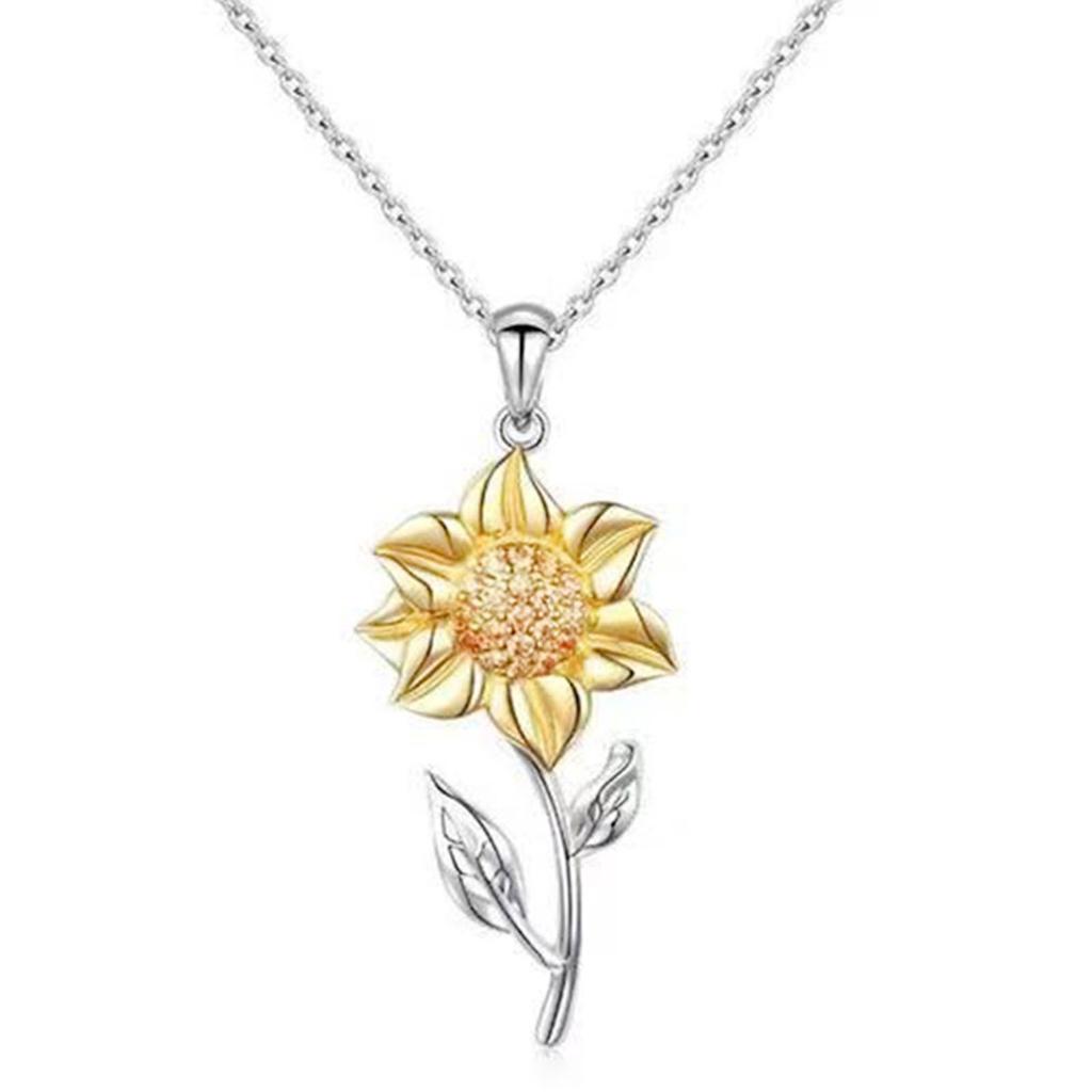 Women Necklace Delicate Temperament Sunflower Pendant Necklace Elegant Alloy Clavicle Chain