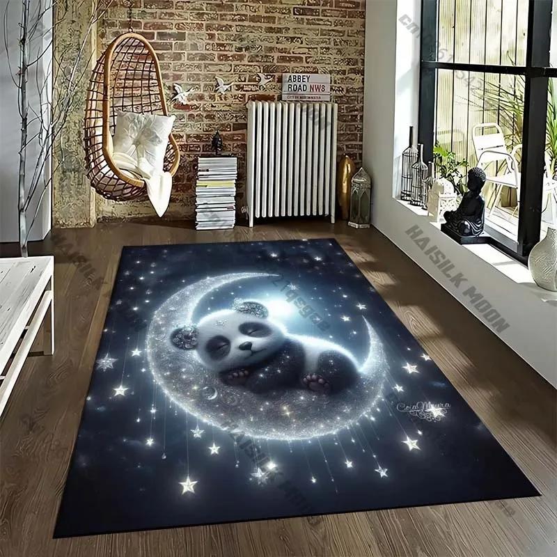 Cute Panda Pattern Area Rug – Large Anti-Slip Carpet for Living Room Sofa Bedroom, Soft Floor Mat Under Chair Lounge