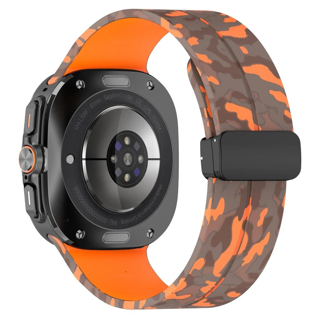 Камуфляжный ремешок для Samsung Galaxy Watch Ultra 47 мм, силиконовый магнитный браслет для Galaxy Watch 7 Ultra, сменный ремешок для часов
