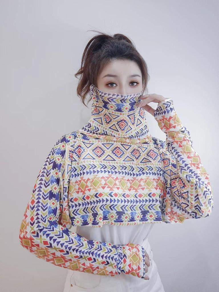 Женская шаль с защитой от УФ-лучей, со встроенными рукавами и маской для лица для защиты от солнца