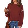 Women Sweater Elegant O-neck Long Sleeve Pollover Winter Patchwork Ladies Commuter Outwear