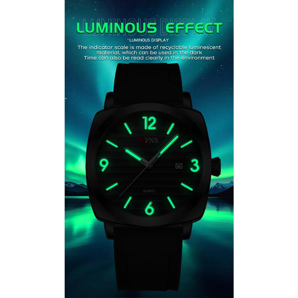 OFNS Модные тонкие мужские кварцевые часы Водонепроницаемые Ночная подсветка Одинарный календарь Простые повседневные мужские кварцевые часы