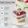 Qeirudu 50-Pack 8oz Square Plastic Dessert Cups with Lids and Sporks, Disposable Cake Cups, Yogurt Parfait Containers for Fruit, Pudding, Mousse, Ice