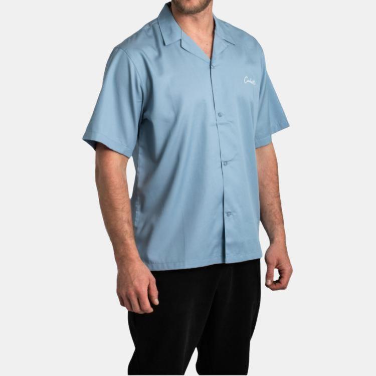 Carhartt WIP Рубашка с коротким рукавом и однобортной застежкой с логотипом-буквой Мужские рубашки Светло-голубой I031465-0RO-XX