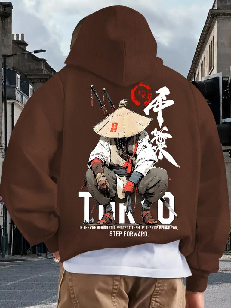 Новая Толстовка с капюшоном для взрослых мужчин, Японский дизайн, Принт, Искусство, Повседневная, Флис, Осень, Зима, Теплая, Свободная, Уличная, На каждый день, Для улицы