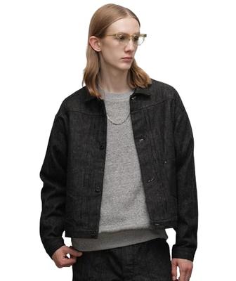Schott NYC Джинсовая куртка-бомбер с кожаными рукавами "Bulky" (782-4152004), Мужской XL, Черный (010)