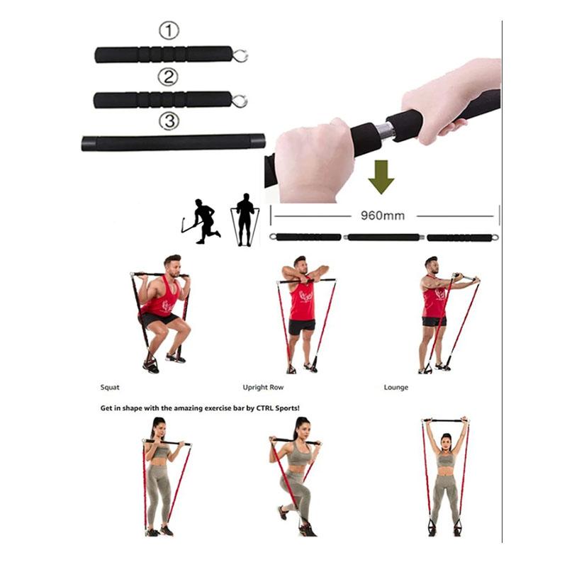 360 фунтов Бодибилдинг Эластичные Ленты Съемный Фитнес-Штанга Пилатес-Штанга Комплект с Комплектом Эластичных Лент Оборудование для Домашнего Тренажерного Зала