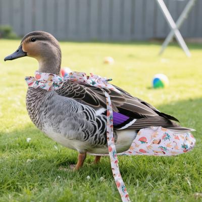 Подгузник для утки с поводком, принт «Грибы и листья», регулируемый подгузник для домашней птицы, фермерского питомца, с бантом для гуся, курицы, утки