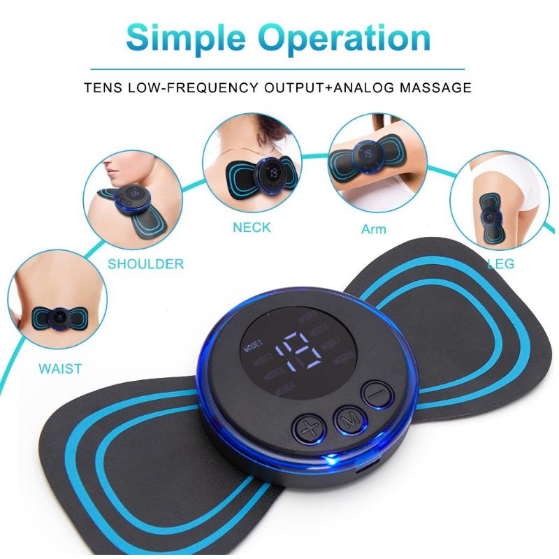 EMS Electric Neck Massager 8 Mode 19 Gears Tens Pulsed Therapy Instrument Portable Cervical Spine Massage Back Massage Muscle Stimulator Pain Relief