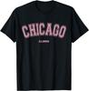 Розовый Чикаго Иллинойс IL В стиле Varsity на футболке Chicago