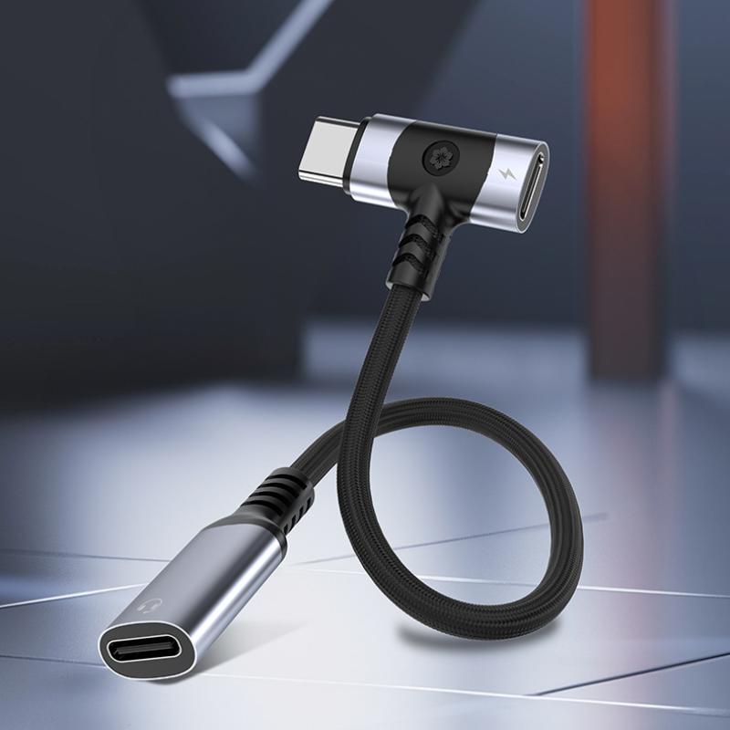 1 шт. Плетеный кабель-переходник 12 см PD с разъемом, универсальный портативный 2 в 1, адаптер для наушников USB-C, донгл 10 Вт, зарядный кабель Type-C