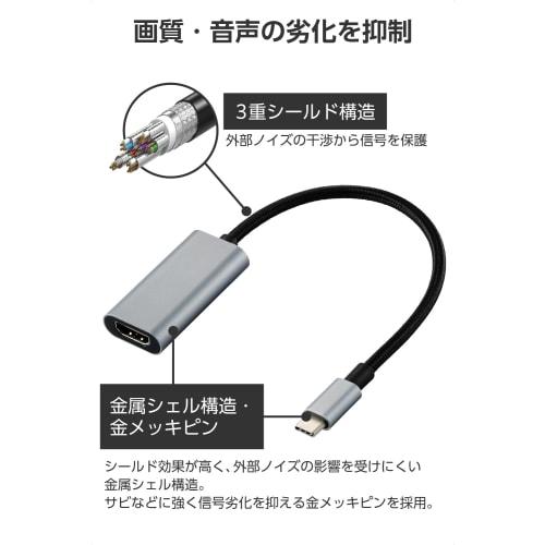 Elecom Адаптер-конвертер USB C на HDMI 4K/60 Гц Нейлоновая оплетка Прочный Многоэкранное зеркалирование Кабель 0,15 м Совместим с iPhone MacBook iPad Android