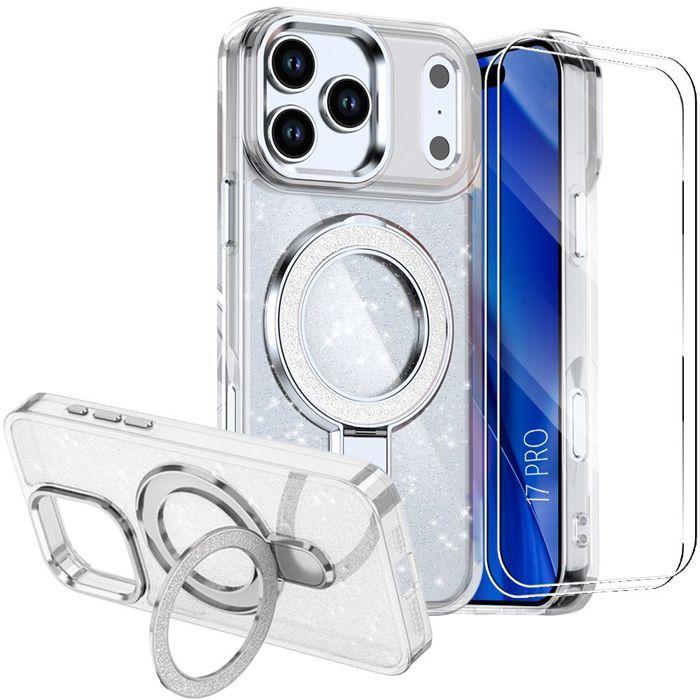 Coque de Protection - BOOLING - pour iPhone 17 Pro - Silicone PC - Anneau Magnétique - 2 Verres Trempés