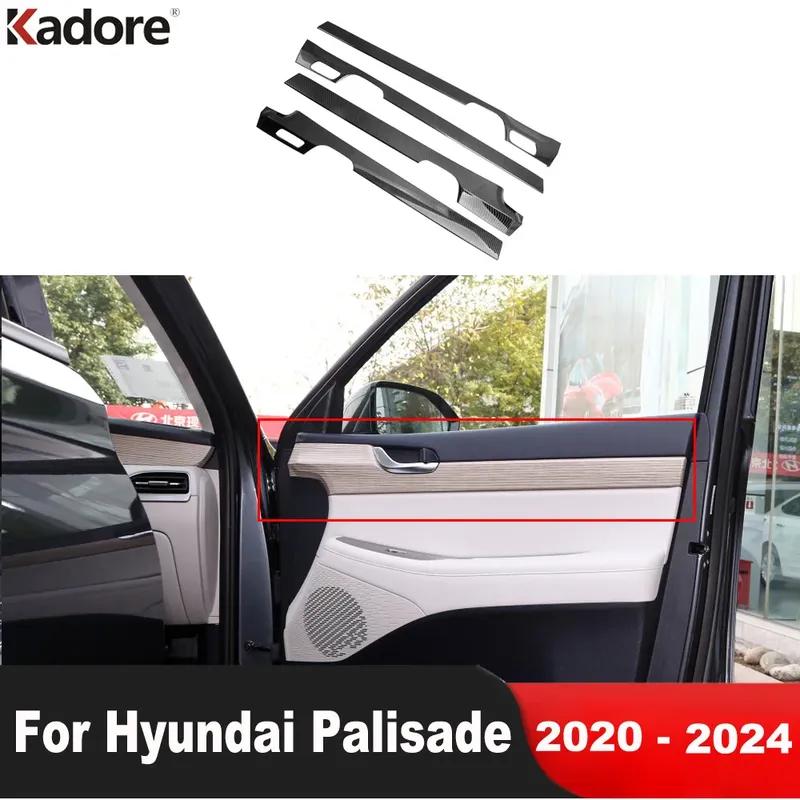 Car Inner Door Handle Panel Cover Trim For Hyundai Palisade 2024 Carbon Fiber Interior Mouldings Accessories