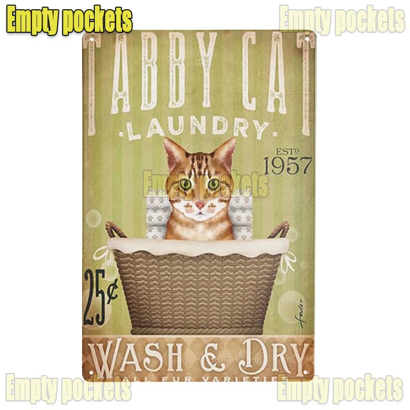 Tabby Kitty,cat Metal Tin Sign Art Poster Cafe Bathroom and Home Retro Iron Painting Wall Decor Retro Bar Pub Farmhouse Diner