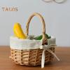 Flower Basket with Handle And Fabric Lining Hand-Woven Great Load Bearing Large Capacity Picnic Camping Basket Easter Gift Wicker Basket Grocery