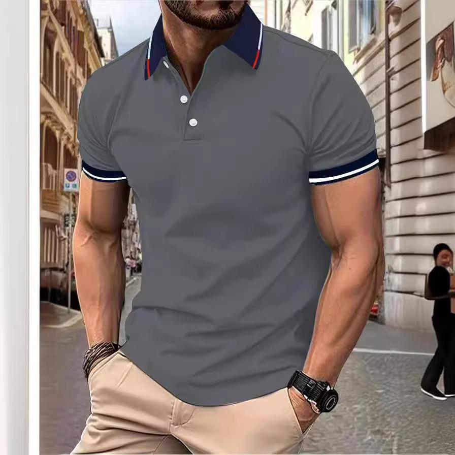 Новая модная мужская летняя футболка с воротником Paul, мужская, плотная, свободного покроя, однотонная, с коротким рукавом