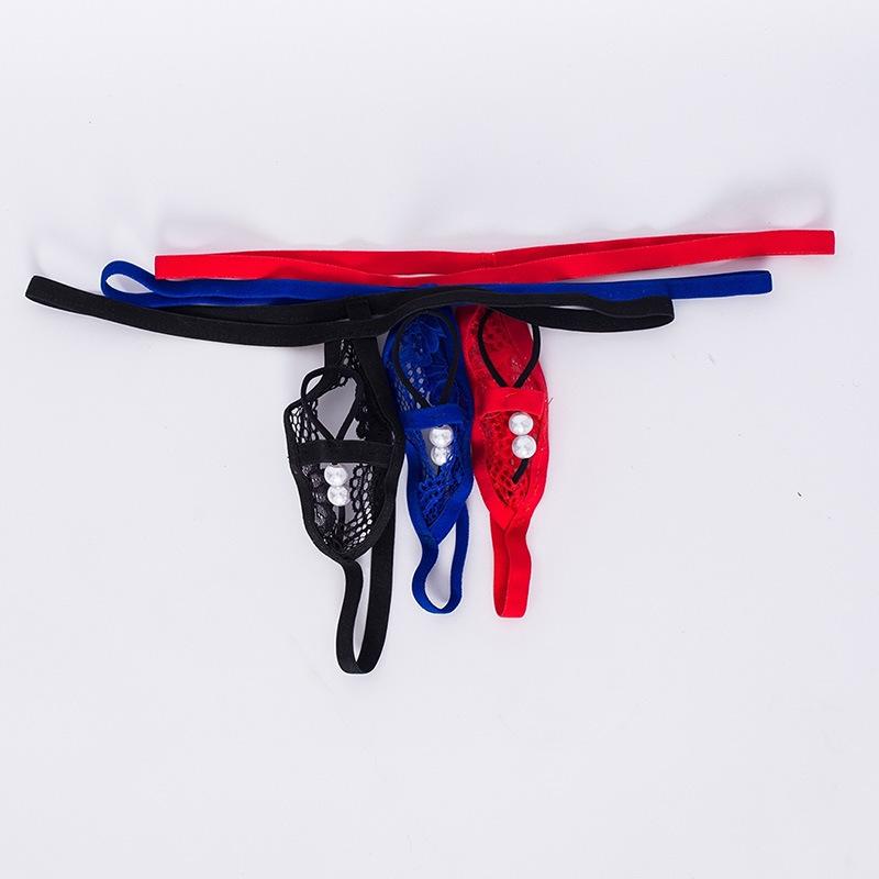 Бесплатные сексуальные мужские трусики с открытой промежностью, мужские трусы Т-образной формы, мужские кружевные прозрачные стринги