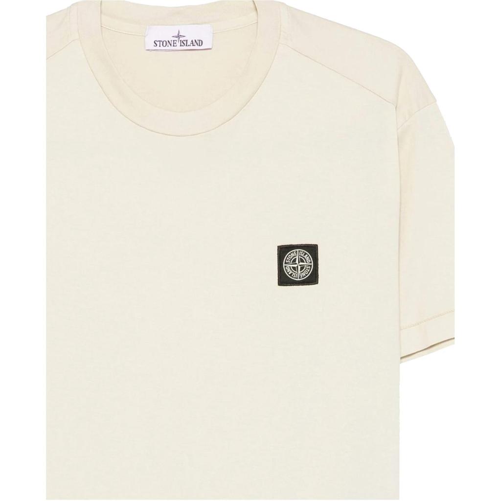 STONE ISLAND Футболка с логотипом, с коротким рукавом, с круглым вырезом, мужская, топы, бежевая K1S1521000-39S0013-V0095