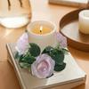 Artificial Rose Wreath Candle Ring Pillar Candle Holder Spring Green Leaves Flower Garland Home Wedding Party Table Centerpiece Decoration